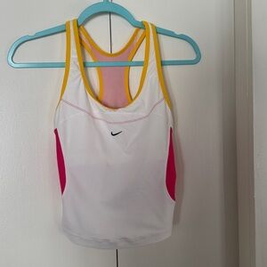 Nike White Tank Top with Pink and Yellow Accents